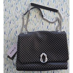 Aimee Kestenberg Unity Novelty Medium Shoulder Bag Black Leather Microstuds NEW